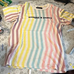 Pacsun Small Striped Short Sleeve Crazed & Diffused Graphic T Shirt